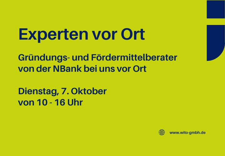 Ankündigung Experten vor Ort in der Wirtschaftsförderung am 7.10.