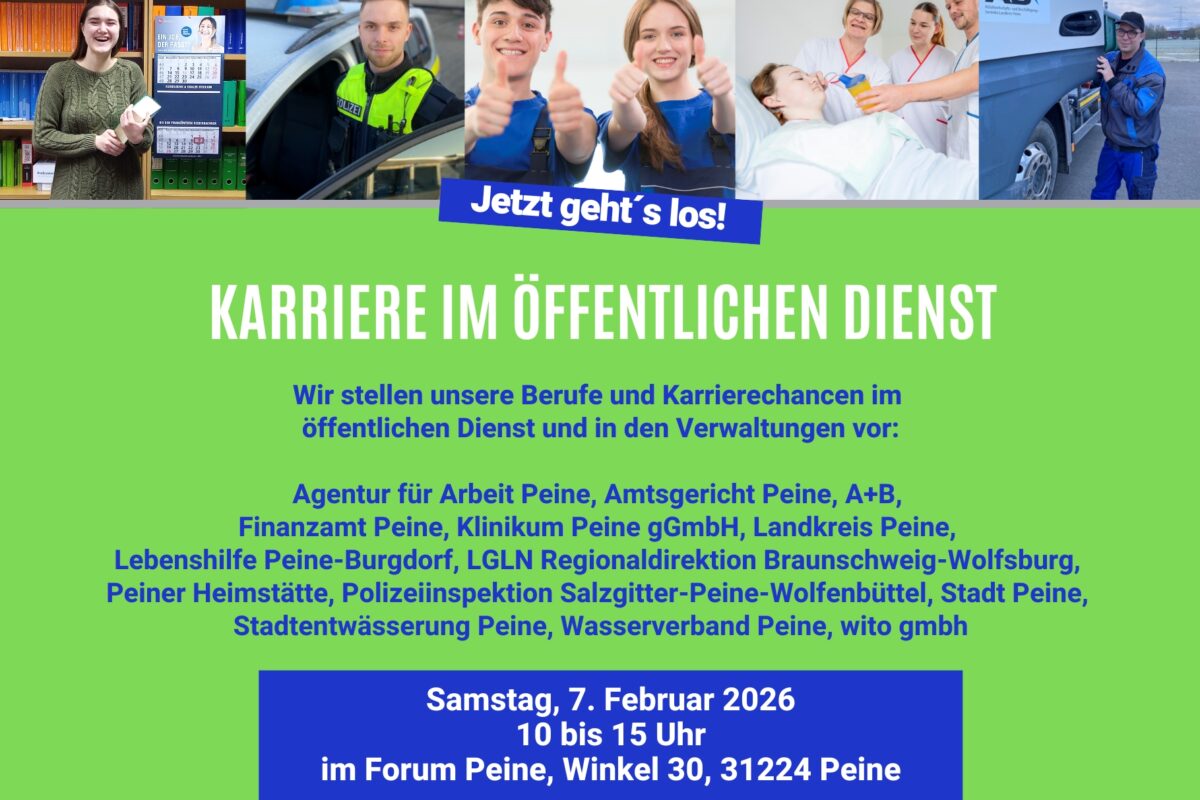 Ankündigung Jobmesser Karriere im Öffentlichen Dienst am 7. Februar im Forum Peine