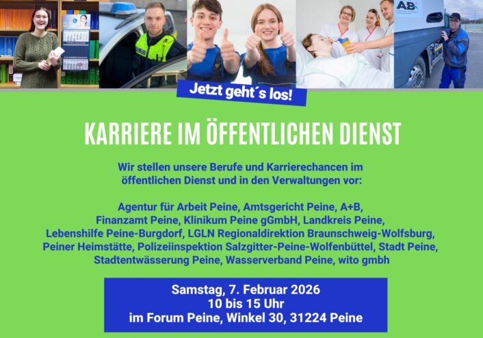 Ankündigung Jobmesser Karriere im Öffentlichen Dienst am 7. Februar im Forum Peine