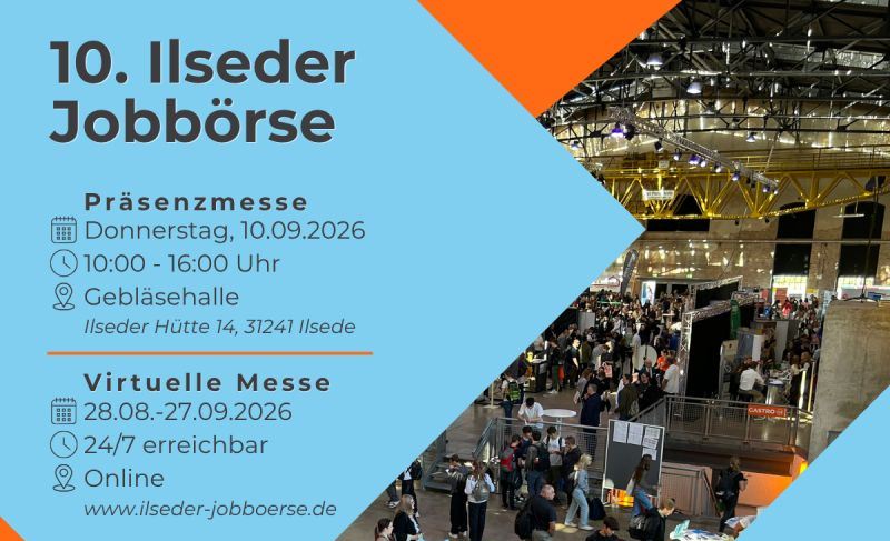10. Ilseder Jobbörse am 10. September 2026 in der Gebläsehalle – die größten Berufs- und Ausbildungsmesse im Landkreis Peine