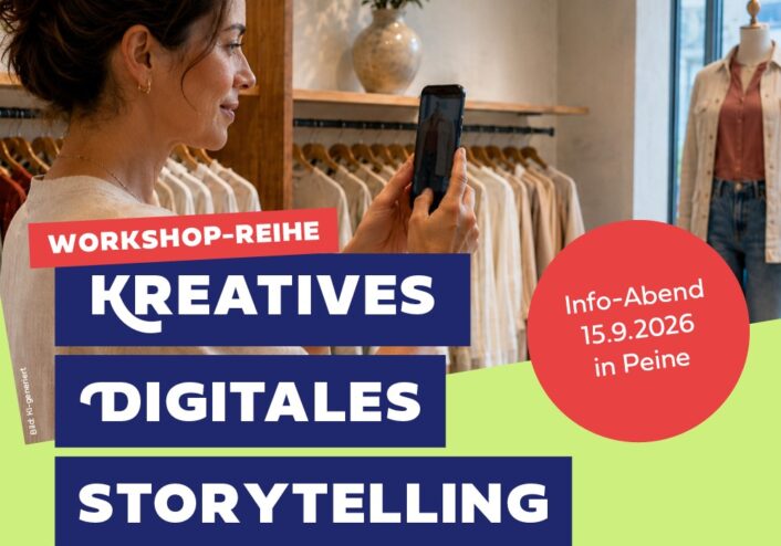Banner für Kostenfreie Informationsveranstaltung zum EU-geförderten Projekt „Kreatives Digitales Storytelling für die Sichtbarkeit von KMU“