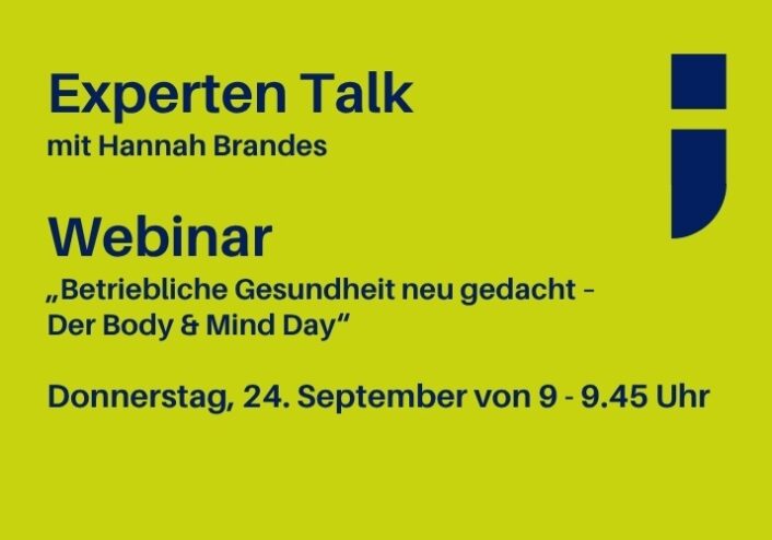 Ankündigung Experten Talk mit Hannah Brandes zum Body & Mind Day